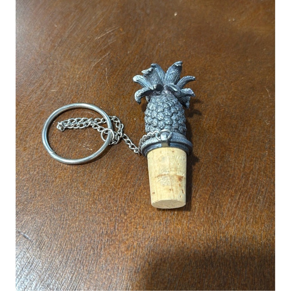 Pewter Pineapple‎ Wine Stopper with Chain and Ring WTU